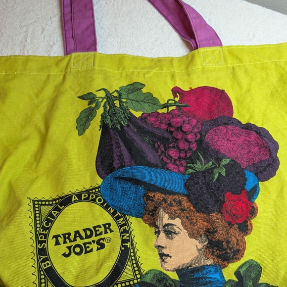 Vintage Trader Joe's Yellow and Purple Tote Bag - Picture 3 of 7